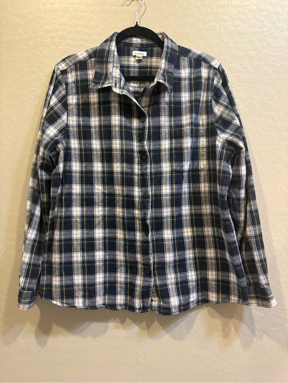 L.L. Bean Blue and White Plaid Button-Down Shirt